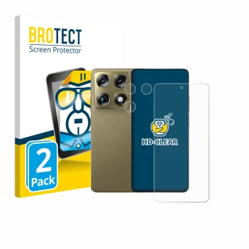 Front side of a product packaging with the brand logo BROTECT. Next to it is the device Motorola Signature (Front+Camera) show