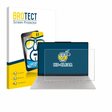 Front side of a product packaging with the brand logo BROTECT. Next to it is the device Lenovo Yoga Slim 7i Ultra Gen 11 Aura 