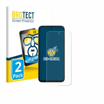 Front side of a product packaging with the brand logo BROTECT. Next to it is the device Oppo A6t shown with the corresponding 