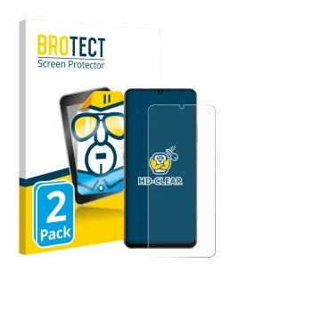 Front side of a product packaging with the brand logo BROTECT. Next to it is the device realme Note 70 shown with the correspo