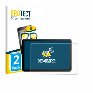 Front side of a product packaging with the brand logo BROTECT. Next to it is the device Rebecco Z50 10.1