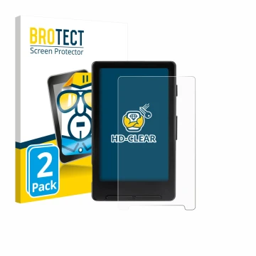 Front side of a product packaging with the brand logo BROTECT. Next to it is the device Xteink X4 shown with the corresponding