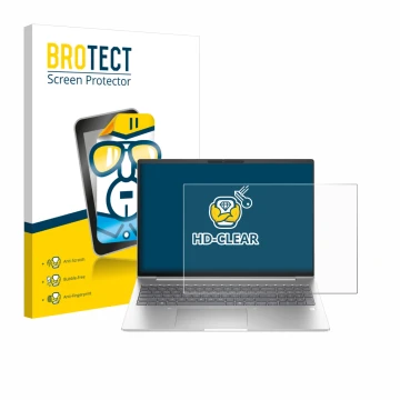 Front side of a product packaging with the brand logo BROTECT. Next to it is the device HP EliteBook 6 G1ah 16