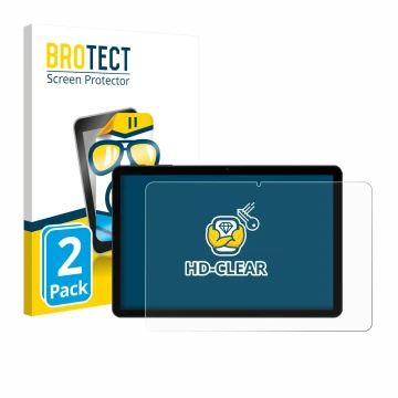 Front side of a product packaging with the brand logo BROTECT. Next to it is the device Doogee Tab G5 shown with the correspon