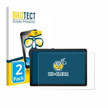 Front side of a product packaging with the brand logo BROTECT. Next to it is the device Sunmi CPad 8.7