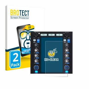 Front side of a product packaging with the brand logo BROTECT. Next to it is the device Rane System One shown with the corresp