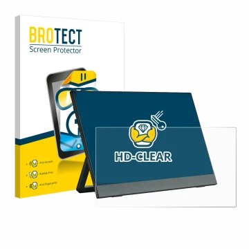 Front side of a product packaging with the brand logo BROTECT. Next to it is the device Anmite A140W03 14