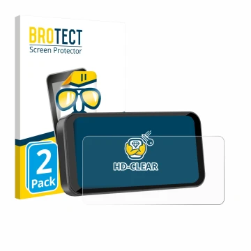 Front side of a product packaging with the brand logo BROTECT. Next to it is the device Carpuride W603B 6.3