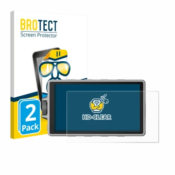 Front side of a product packaging with the brand logo BROTECT. Next to it is the device DJI Ronin 4D shown with the correspond