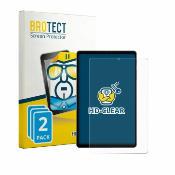 Front side of a product packaging with the brand logo BROTECT. Next to it is the device Alldocube iPlay 80 mini Ultra shown wi