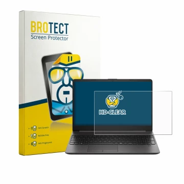 Front side of a product packaging with the brand logo BROTECT. Next to it is the device HP EliteBook 250RT G9 shown with the c