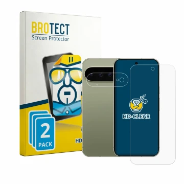 Front side of a product packaging with the brand logo BROTECT. Next to it is the device Google Pixel 11 Pro XL (Front+Camera) 
