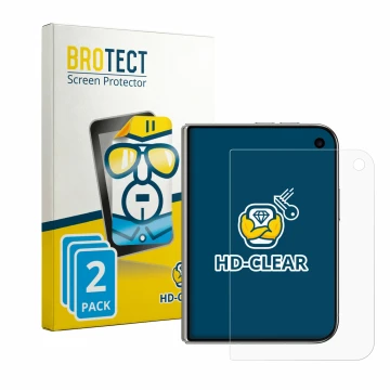 Front side of a product packaging with the brand logo BROTECT. Next to it is the device Apple iPhone Duo shown with the corres