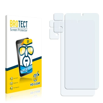 Front side of a product packaging with the brand logo BROTECT. Next to it is the corresponding screen protector.