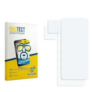 Front side of a product packaging with the brand logo BROTECT. Next to it is the corresponding screen protector.