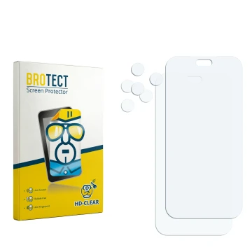 Front side of a product packaging with the brand logo BROTECT. Next to it is the corresponding screen protector.