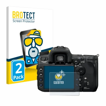 Front side of a product packaging with the brand logo BROTECT. Next to it is the device Sony Alpha 700 (DSLR-A700) shown with 