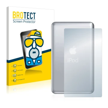 Front side of a product packaging with the brand logo BROTECT. Next to it is the device Apple iPod classic 120 GB (Back, 7th G