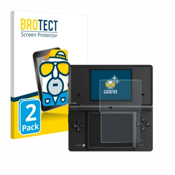 Front side of a product packaging with the brand logo BROTECT. Next to it is the device Nintendo DSi shown with the correspond