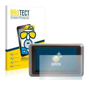 Front side of a product packaging with the brand logo BROTECT. Next to it is the device Garmin zumo 660 Europa shown with the 