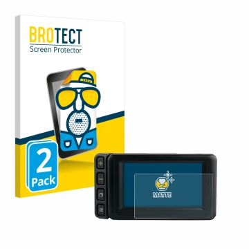 Front side of a product packaging with the brand logo BROTECT. Next to it is the device BMW Motorrad Navigator IV 4.3