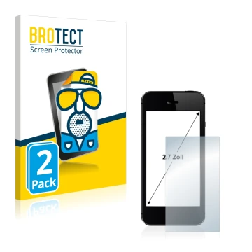 Front side of a product packaging with the brand logo BROTECT. Next to it is the device shown with the corresponding screen pr