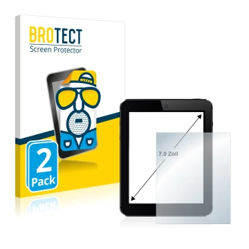 Front side of a product packaging with the brand logo BROTECT. Next to it is the device shown with the corresponding screen pr
