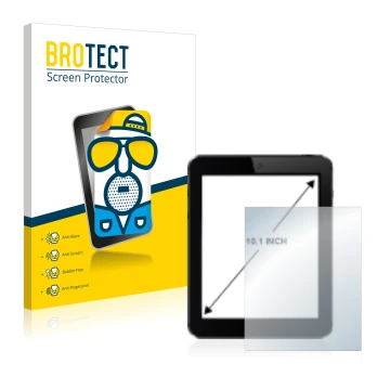 Front side of a product packaging with the brand logo BROTECT. Next to it is the device shown with the corresponding screen pr