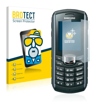 Front side of a product packaging with the brand logo BROTECT. Next to it is the device Samsung B2710 shown with the correspon