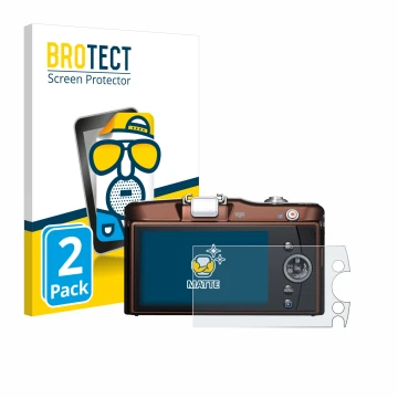 Front side of a product packaging with the brand logo BROTECT. Next to it is the device Olympus PEN E-PM1 shown with the corre
