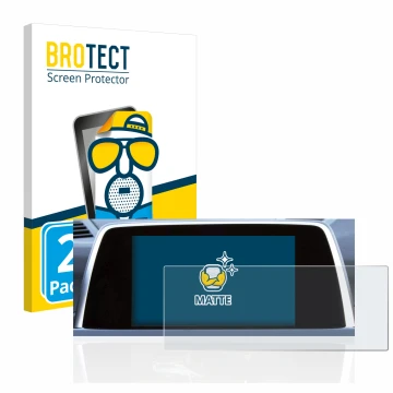 Front side of a product packaging with the brand logo BROTECT. Next to it is the device BMW 6 F13 Coupe 2011 iDrive Pro 10.2