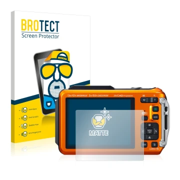 Front side of a product packaging with the brand logo BROTECT. Next to it is the device Panasonic Lumix DMC-FT5 shown with the