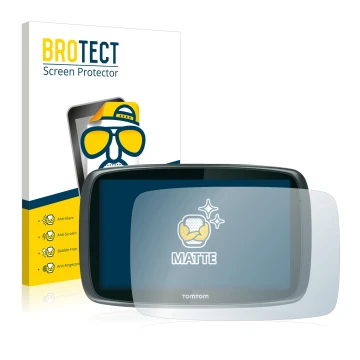 Front side of a product packaging with the brand logo BROTECT. Next to it is the device TomTom GO 6000 shown with the correspo
