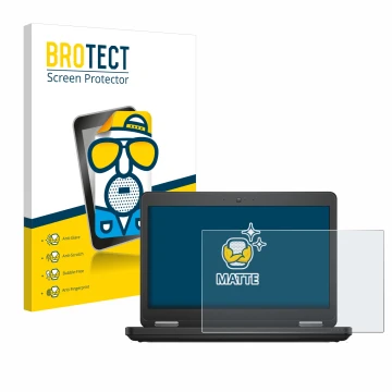 Front side of a product packaging with the brand logo BROTECT. Next to it is the device Dell Latitude 15 E5540 Non-Touch shown