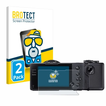 Front side of a product packaging with the brand logo BROTECT. Next to it is the device Sigma dp2 Quattro shown with the corre