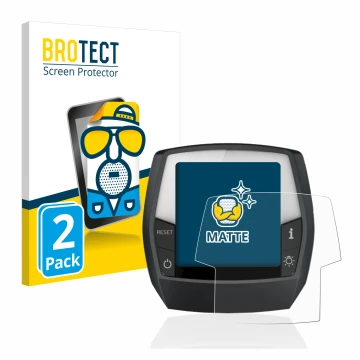 Front side of a product packaging with the brand logo BROTECT. Next to it is the device Bosch Intuvia Performance Line shown w
