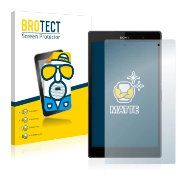 Front side of a product packaging with the brand logo BROTECT. Next to it is the device Sony Xperia Z3 Tablet Compact SGP611, 