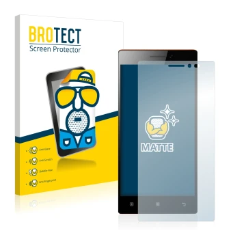 Front side of a product packaging with the brand logo BROTECT. Next to it is the device Lenovo Vibe X2 shown with the correspo