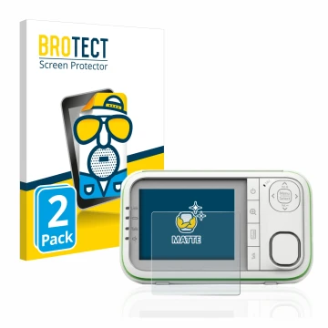 Front side of a product packaging with the brand logo BROTECT. Next to it is the device Belkin Baby 1000 Babyphone shown with 