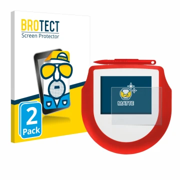 Front side of a product packaging with the brand logo BROTECT. Next to it is the device Signotec Signature Pad Omega shown wit