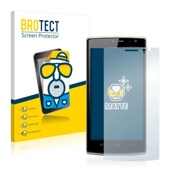 Front side of a product packaging with the brand logo BROTECT. Next to it is the device THL 5000T shown with the corresponding