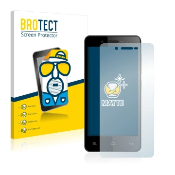 Front side of a product packaging with the brand logo BROTECT. Next to it is the device Gionee V183 shown with the correspondi