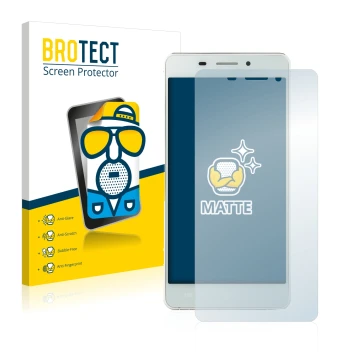Front side of a product packaging with the brand logo BROTECT. Next to it is the device Doogee Ibiza F2 shown with the corresp