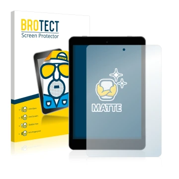 Front side of a product packaging with the brand logo BROTECT. Next to it is the device Kiano SlimTab 8 shown with the corresp