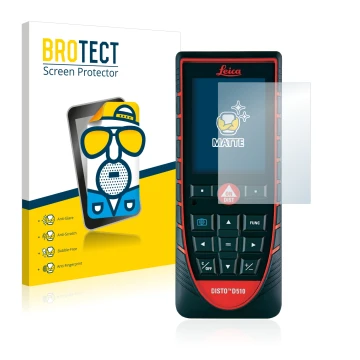Front side of a product packaging with the brand logo BROTECT. Next to it is the device Leica DISTO D510 shown with the corres