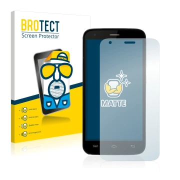 Front side of a product packaging with the brand logo BROTECT. Next to it is the device Doogee Valencia 2 Y100 shown with the 