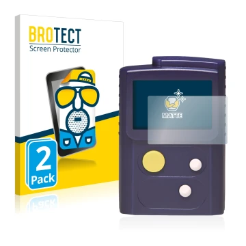 Front side of a product packaging with the brand logo BROTECT. Next to it is the device Swissphone RES.Q shown with the corres