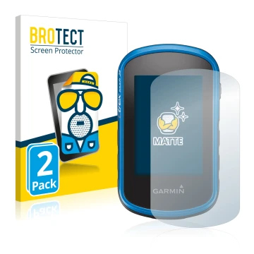 Front side of a product packaging with the brand logo BROTECT. Next to it is the device Garmin eTrex Touch 25 shown with the c
