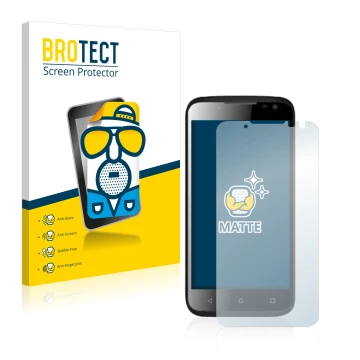 Front side of a product packaging with the brand logo BROTECT. Next to it is the device Yezz Andy 4.5EL shown with the corresp