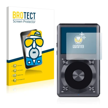 Front side of a product packaging with the brand logo BROTECT. Next to it is the device FiiO X3 II shown with the correspondin